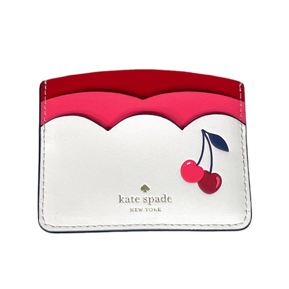 Kate Spade Bing Cherries Small Slim Card Holder Cream Red Pink